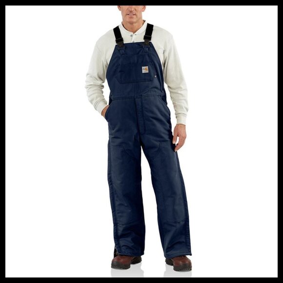 NEW CARHARTT FR LINED WORK BIBS - Picture 1 of 4